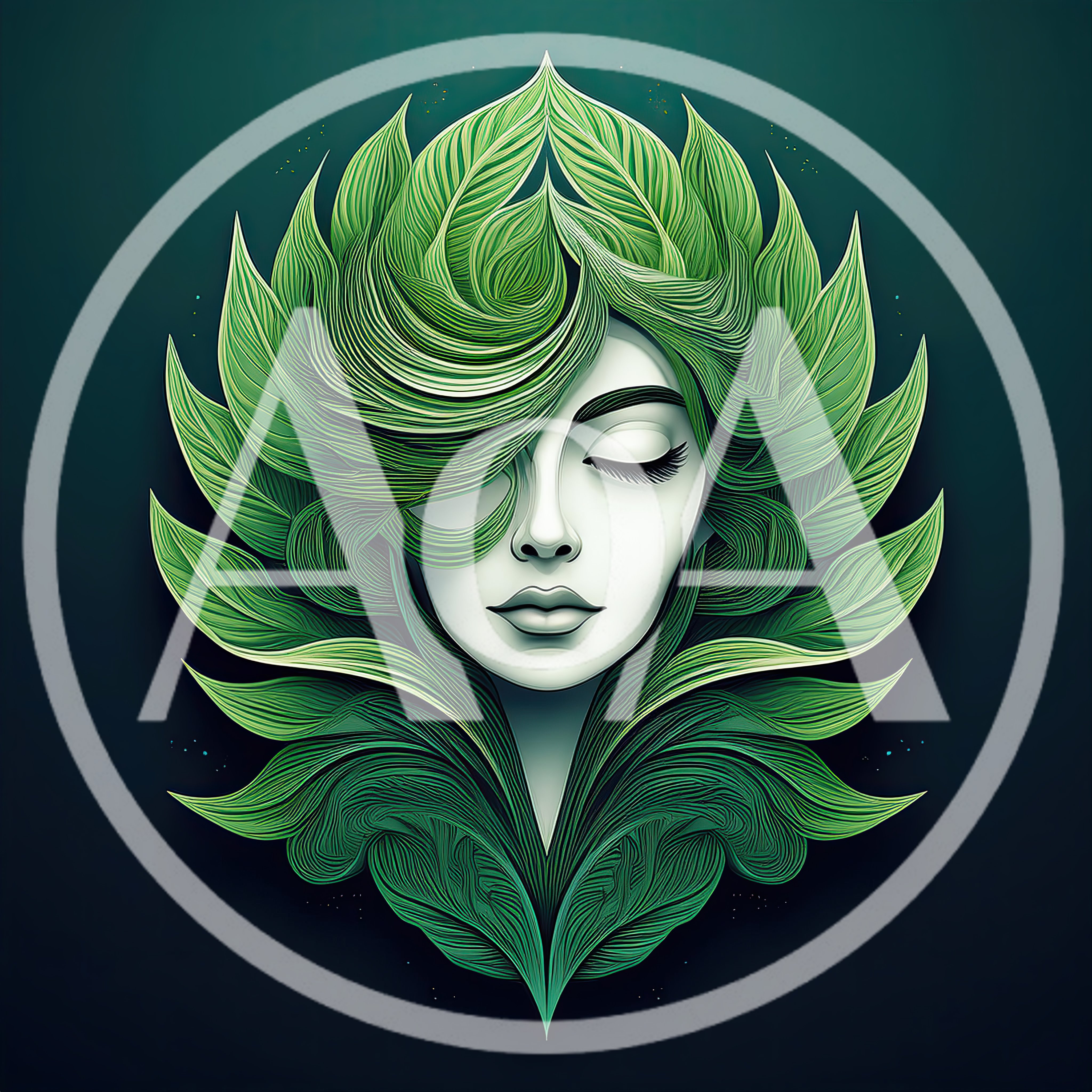 Surreal Portrait Of A Woman With Leaf Hair