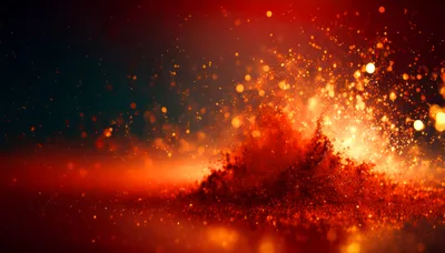 Abstract Red And Gold Glowing Particle Explosion