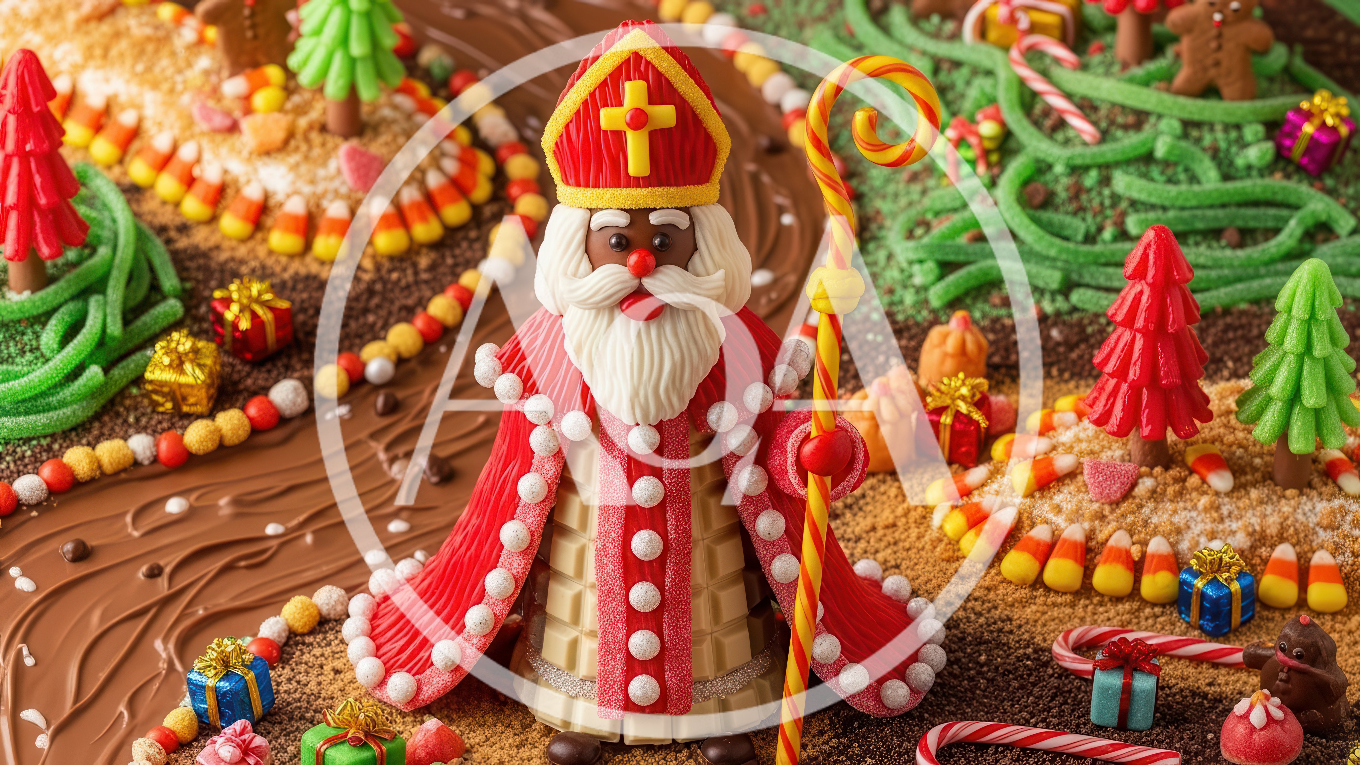 Edible Saint Nicholas Figurine On A Candy Landscape