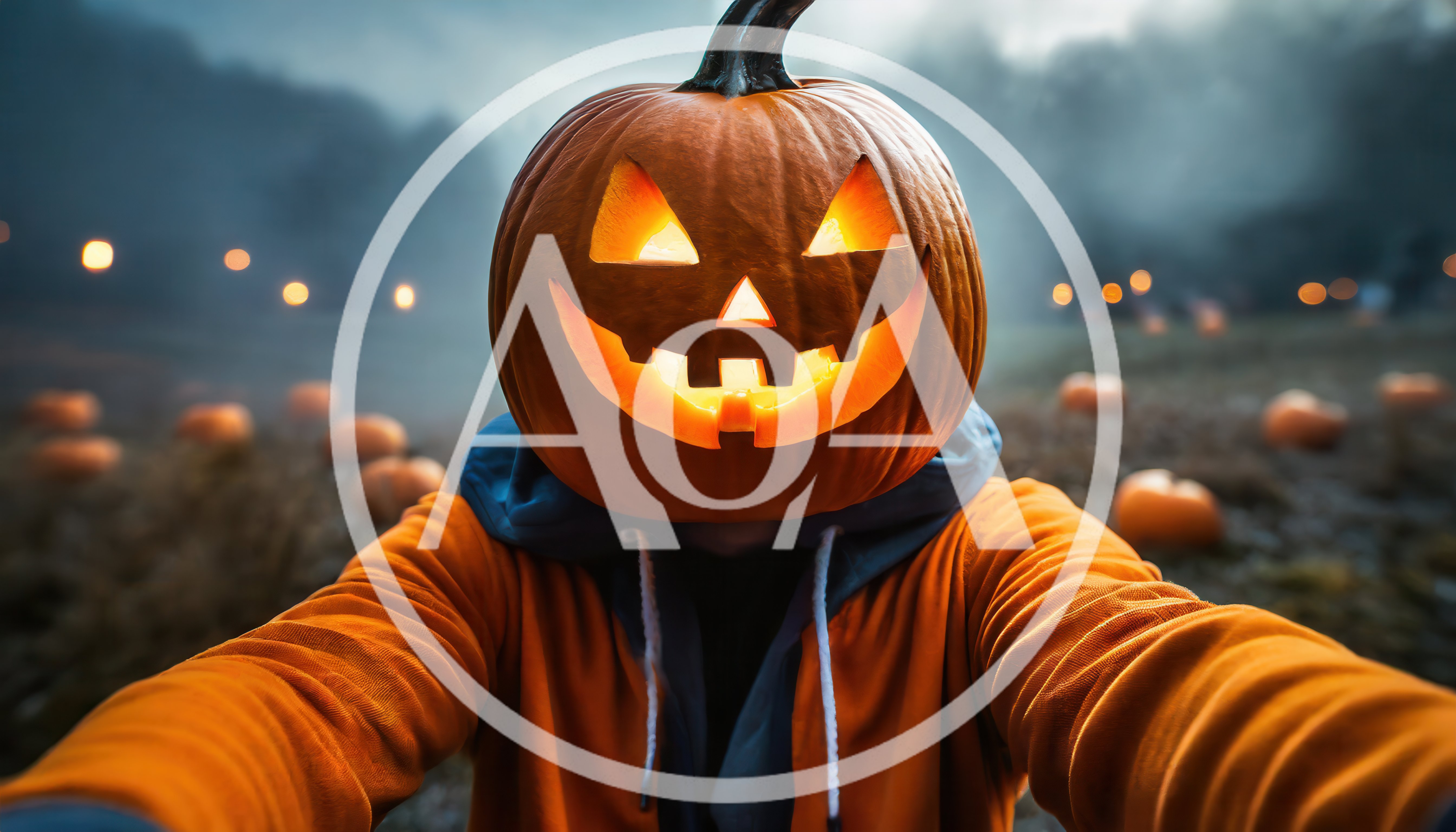 Person With Pumpkin Head Taking A Selfie