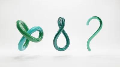 Abstract 3D Glossy Green Infinity Loop Symbols