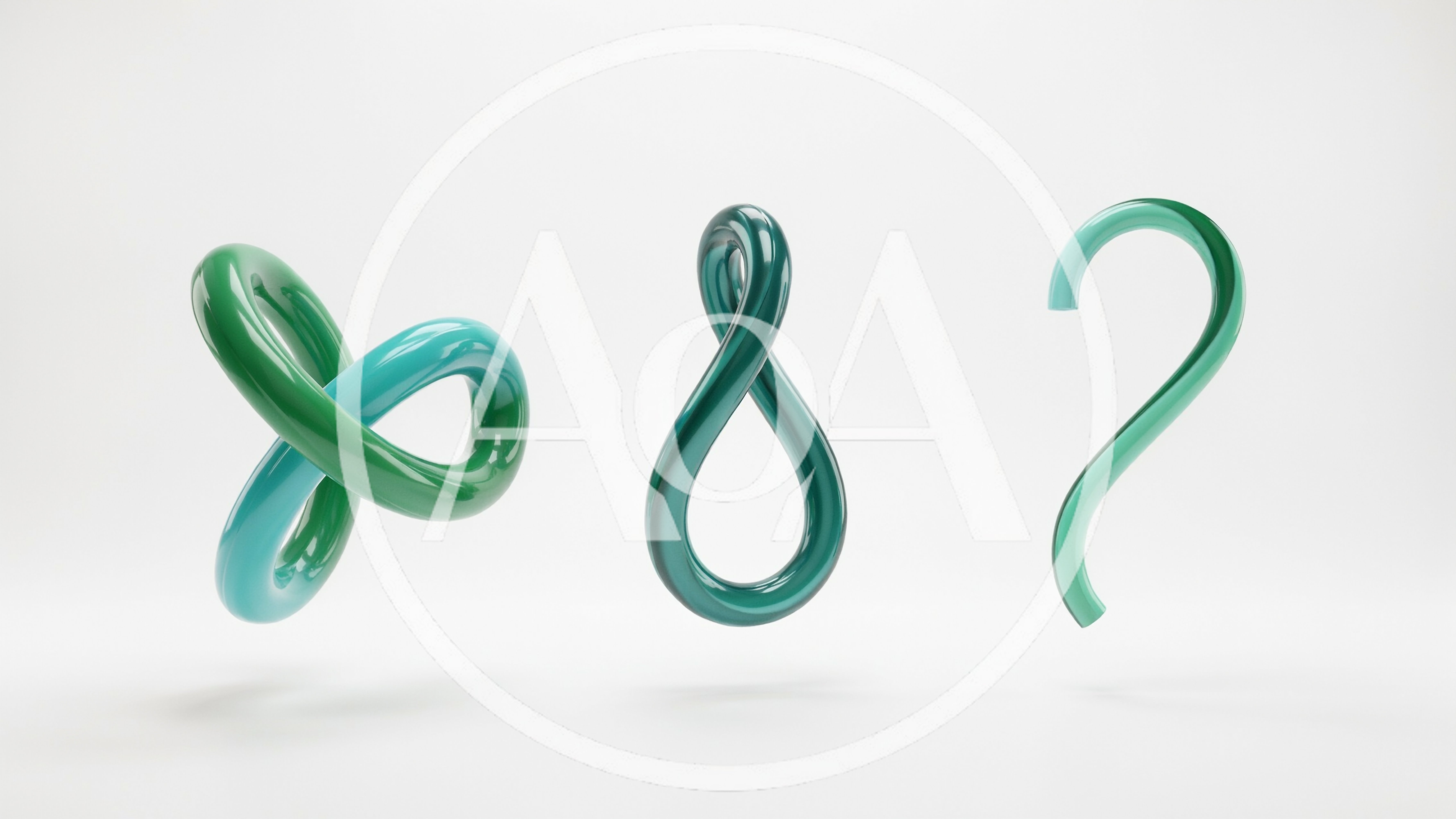 Abstract 3D Glossy Green Infinity Loop Symbols