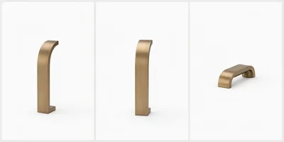 Three Views Of A Brushed Brass Cabinet Handle
