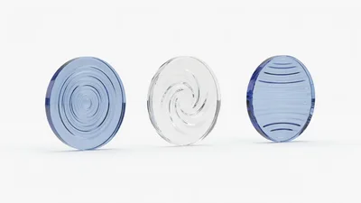 Three Glass Discs With Abstract Surface Textures