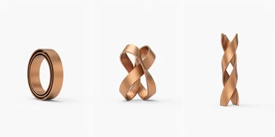 Abstract Metallic Geometric Shapes On White Background