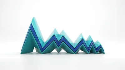 Abstract 3D Zigzag Chart Graph Illustration