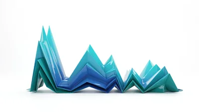 Abstract Blue Geometric Mountain Peaks 3D Render