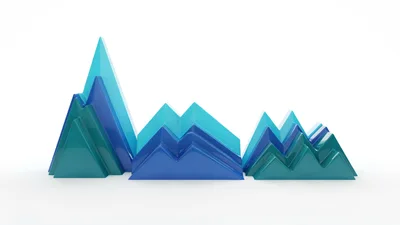 3D Abstract Mountain Range Chart Graphic