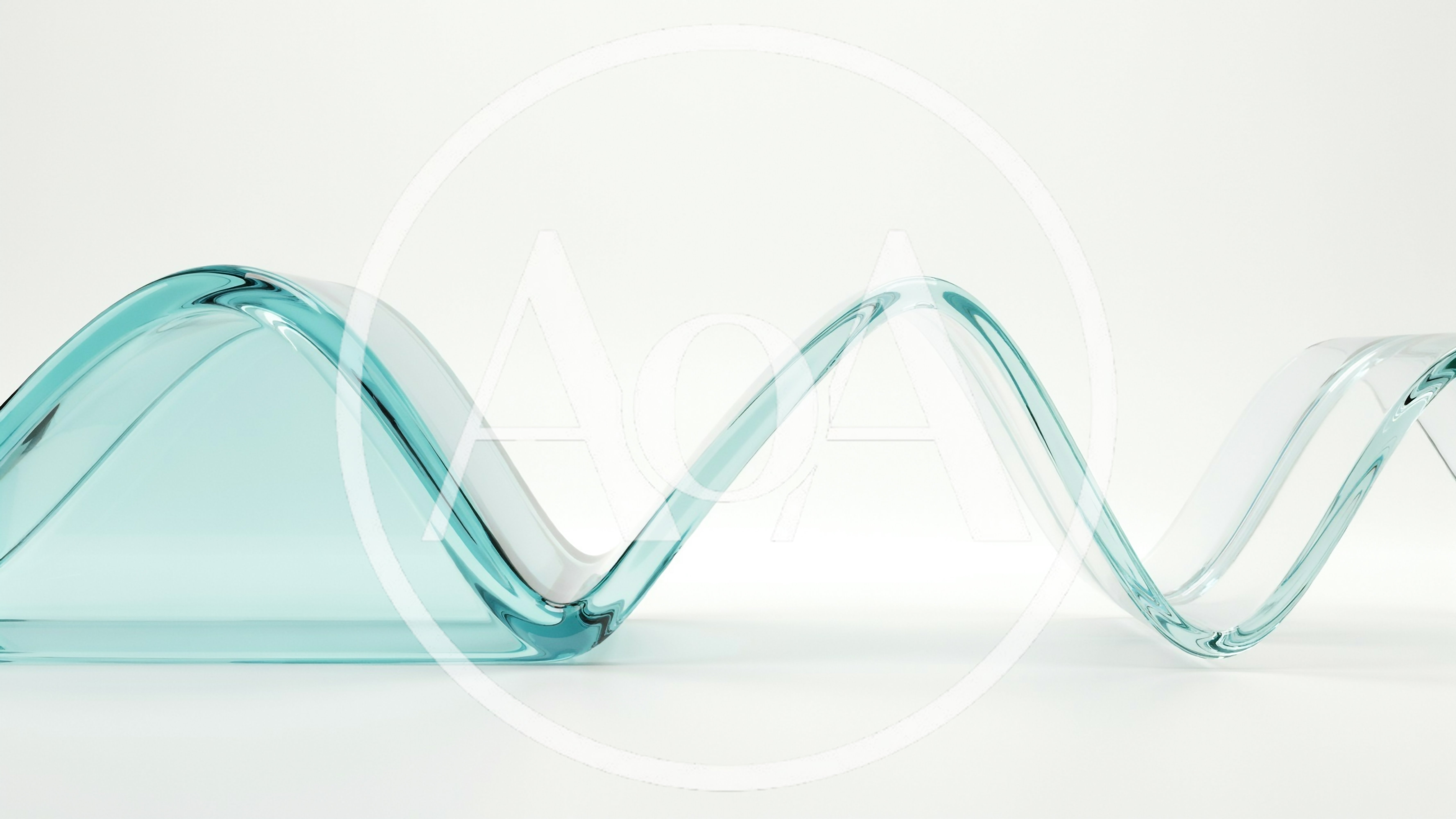 Abstract Glass Wave Sculpture on White Background