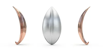 Abstract Metallic Crescent Moons And Central Oval Sphere