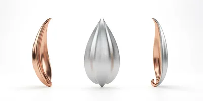 Abstract Metallic Sculptures Of Almond Shapes
