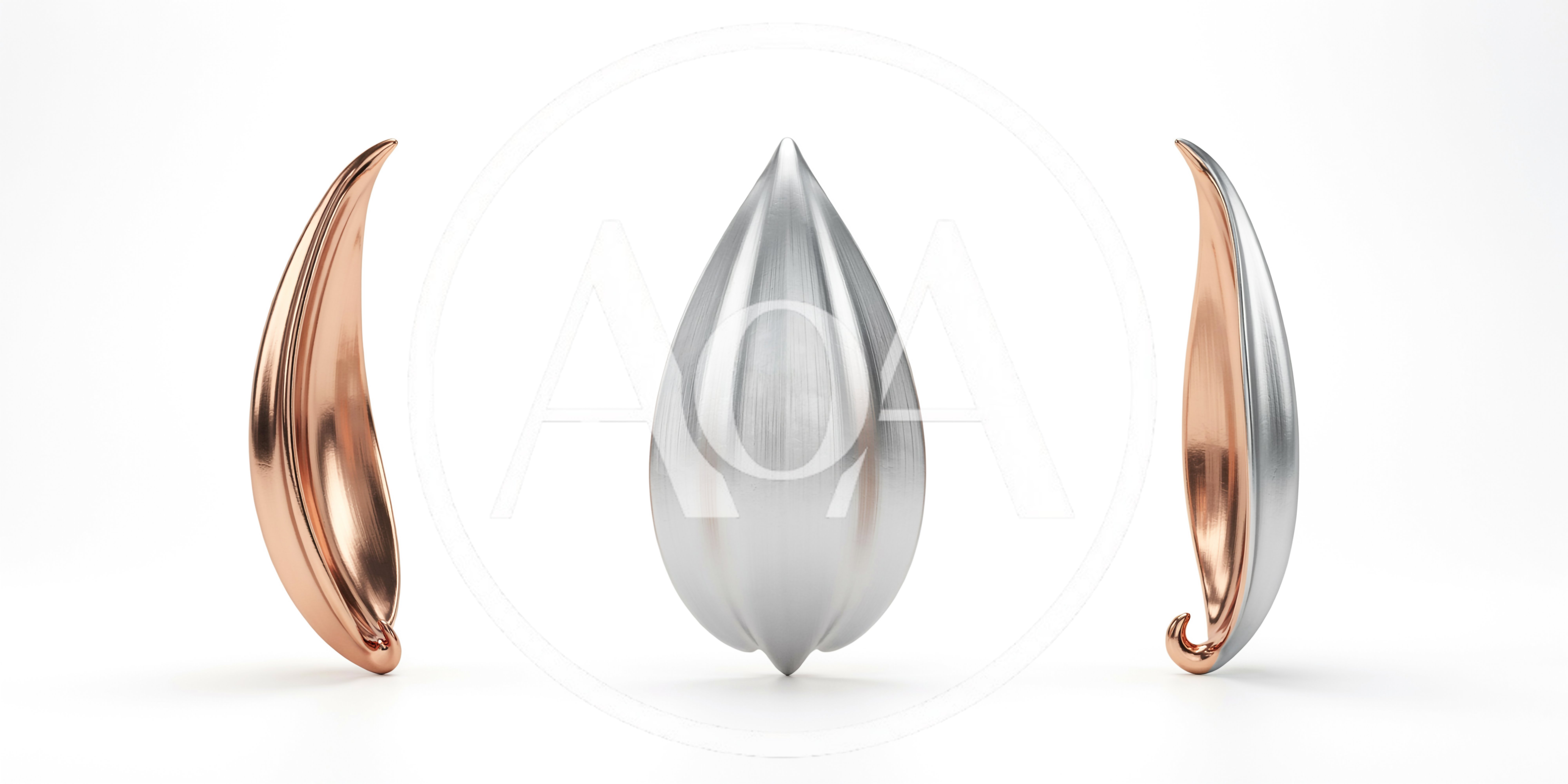 Abstract Metallic Sculptures Of Almond Shapes