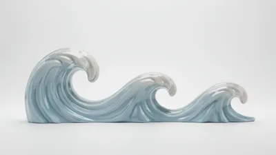 Ceramic Wave Sculpture On White Background