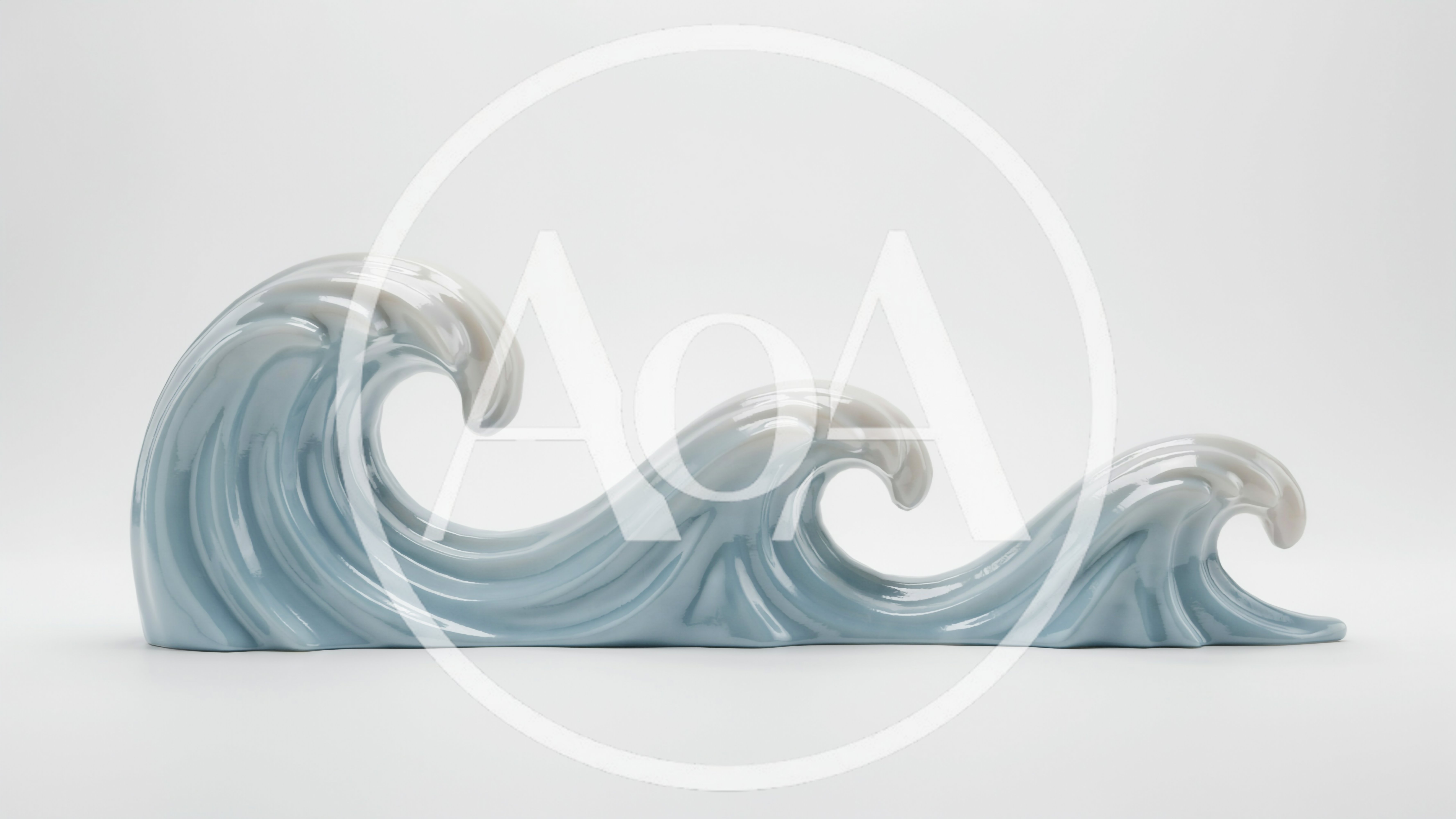 Ceramic Wave Sculpture On White Background