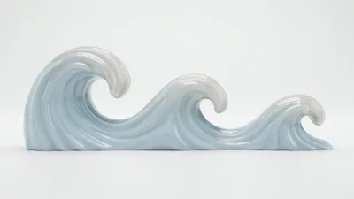 Ceramic Wave Sculpture On White Background