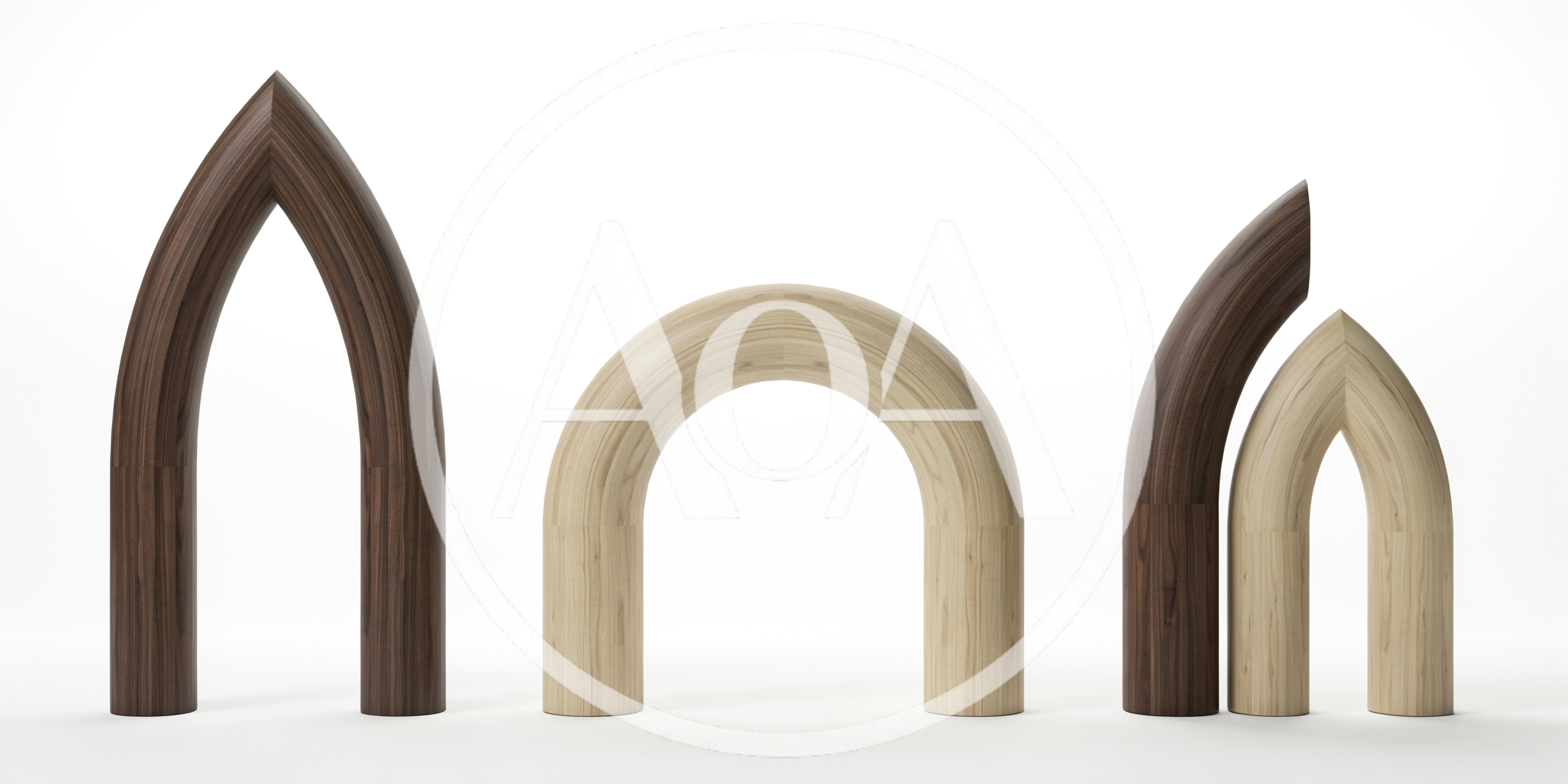 Set Of Wooden Architectural Arch Sculptures