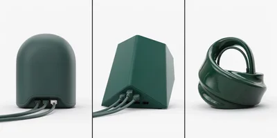 Three Views Of Modern Dark Green Electronic Devices