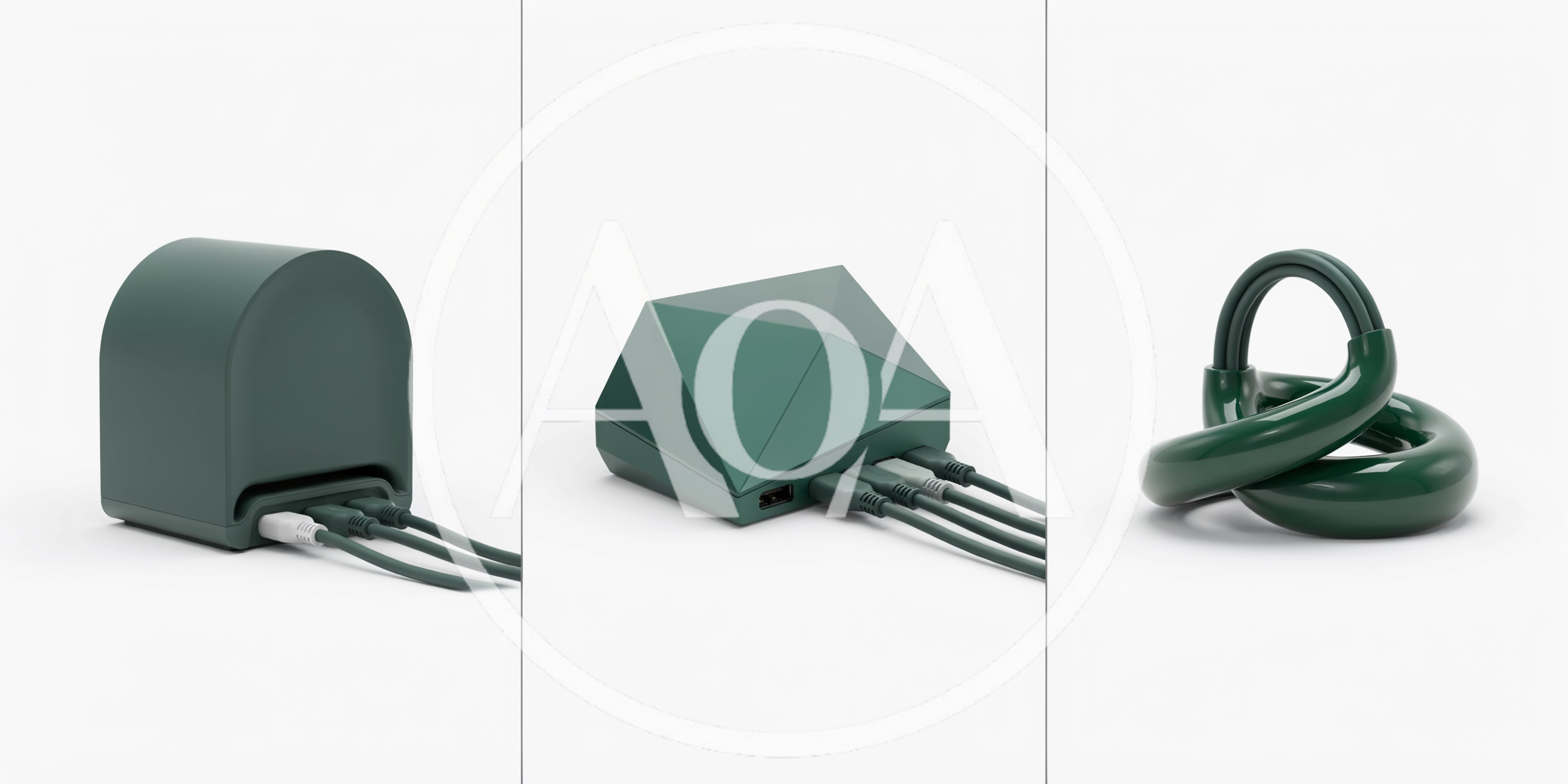 Modern Green Electronic Charging Hubs And Cable Organizer