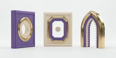 Three Decorative Architectural Frames On White Background