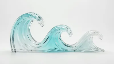 Glass Wave Sculpture Isolated On White Background