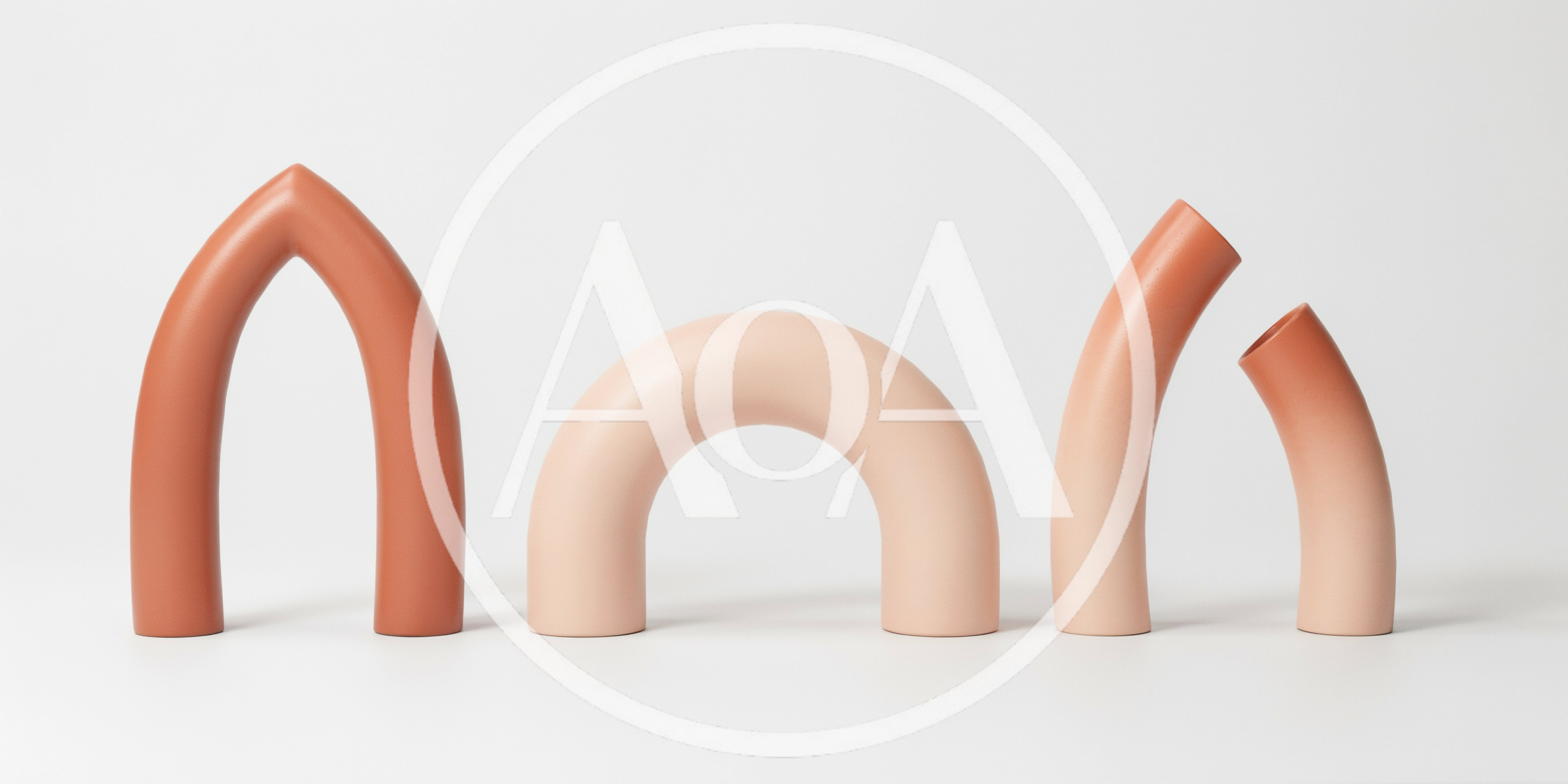 Minimalist Ceramic Arch Vases on White Background