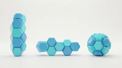 Abstract 3D Geometric Hexagonal Shapes On White Background