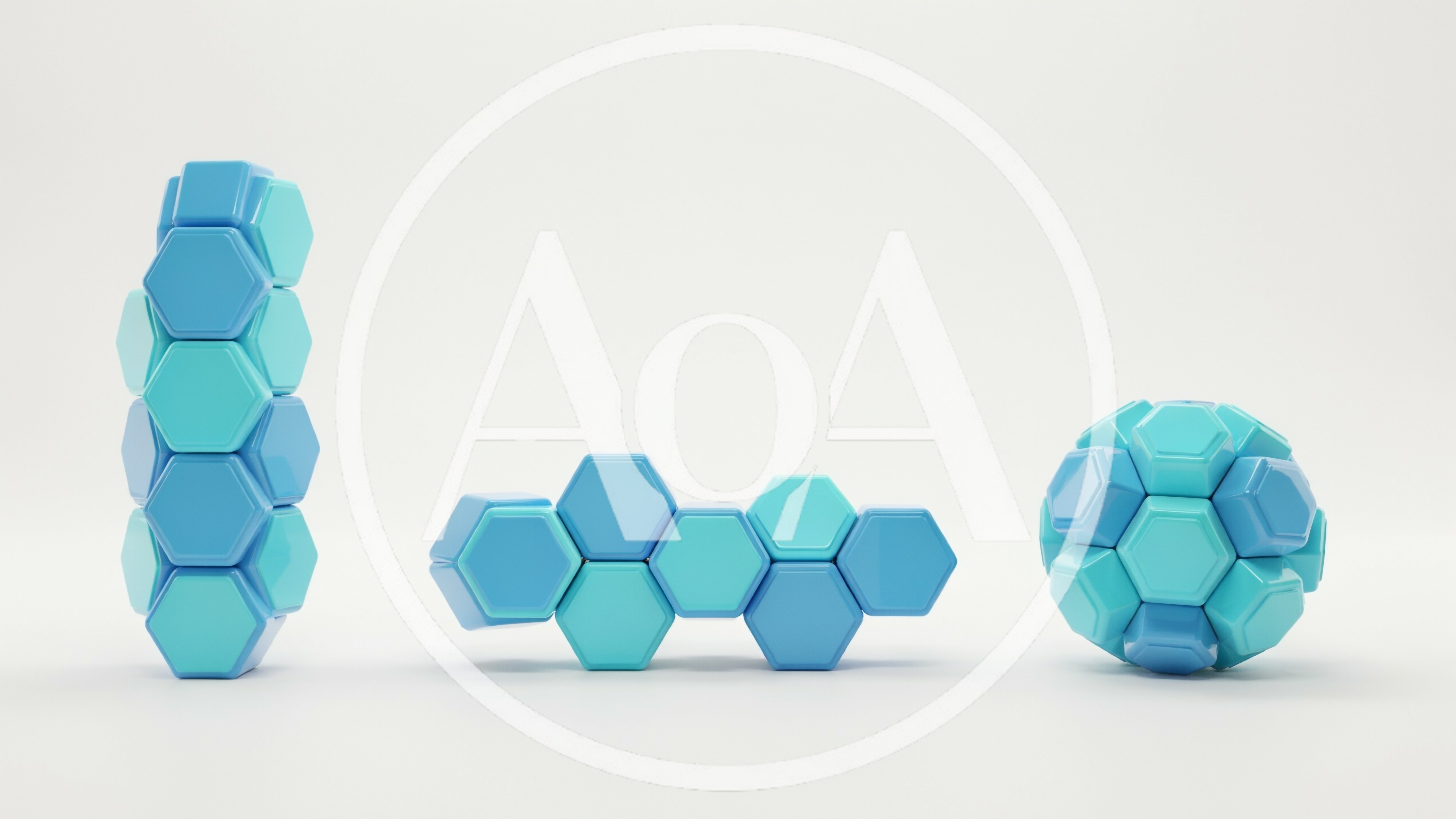 Abstract 3D Geometric Hexagonal Shapes On White Background