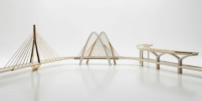 Minimalist 3D Rendered Bridge Infrastructure Models