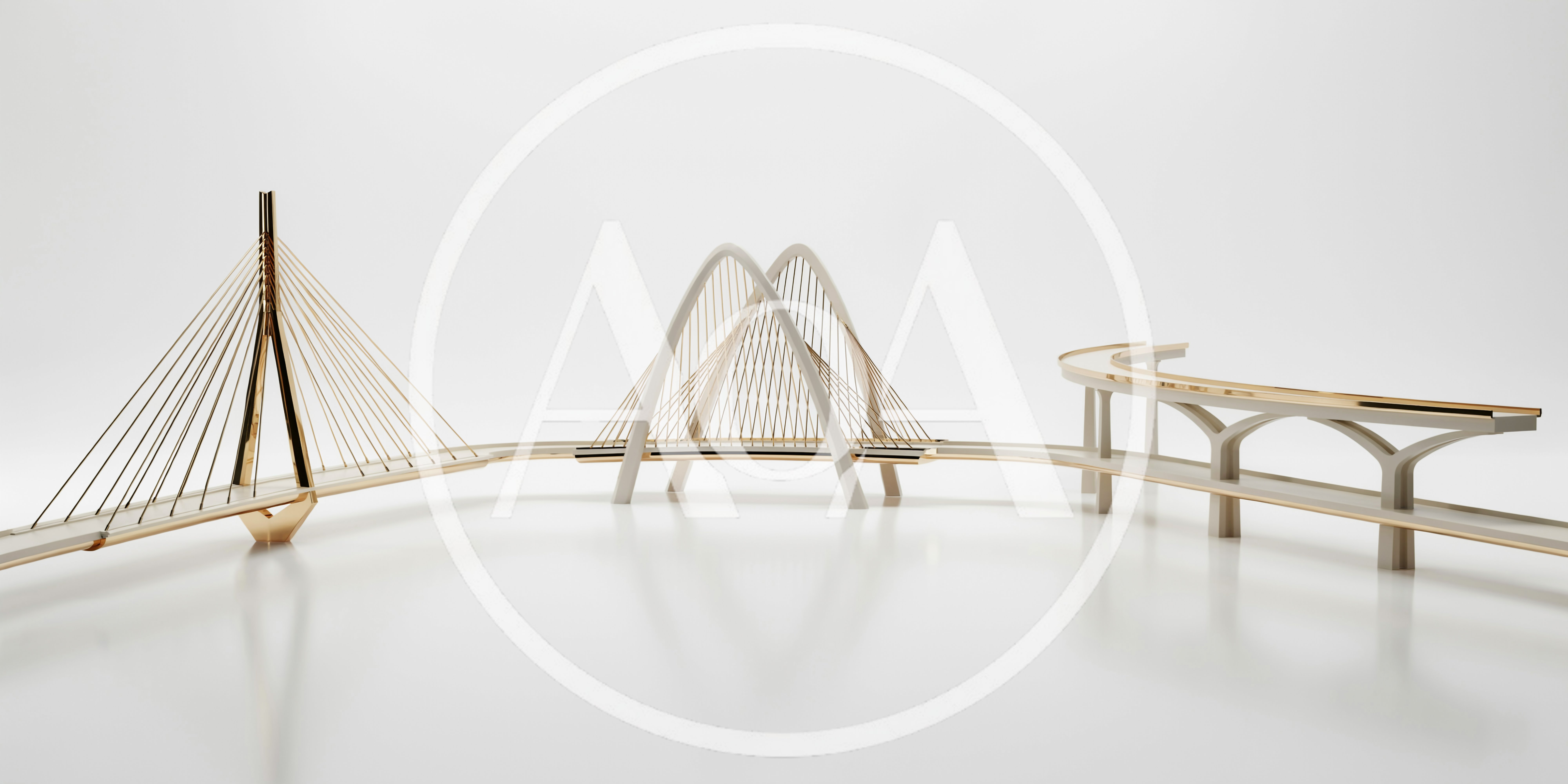 Minimalist 3D Rendered Bridge Infrastructure Models