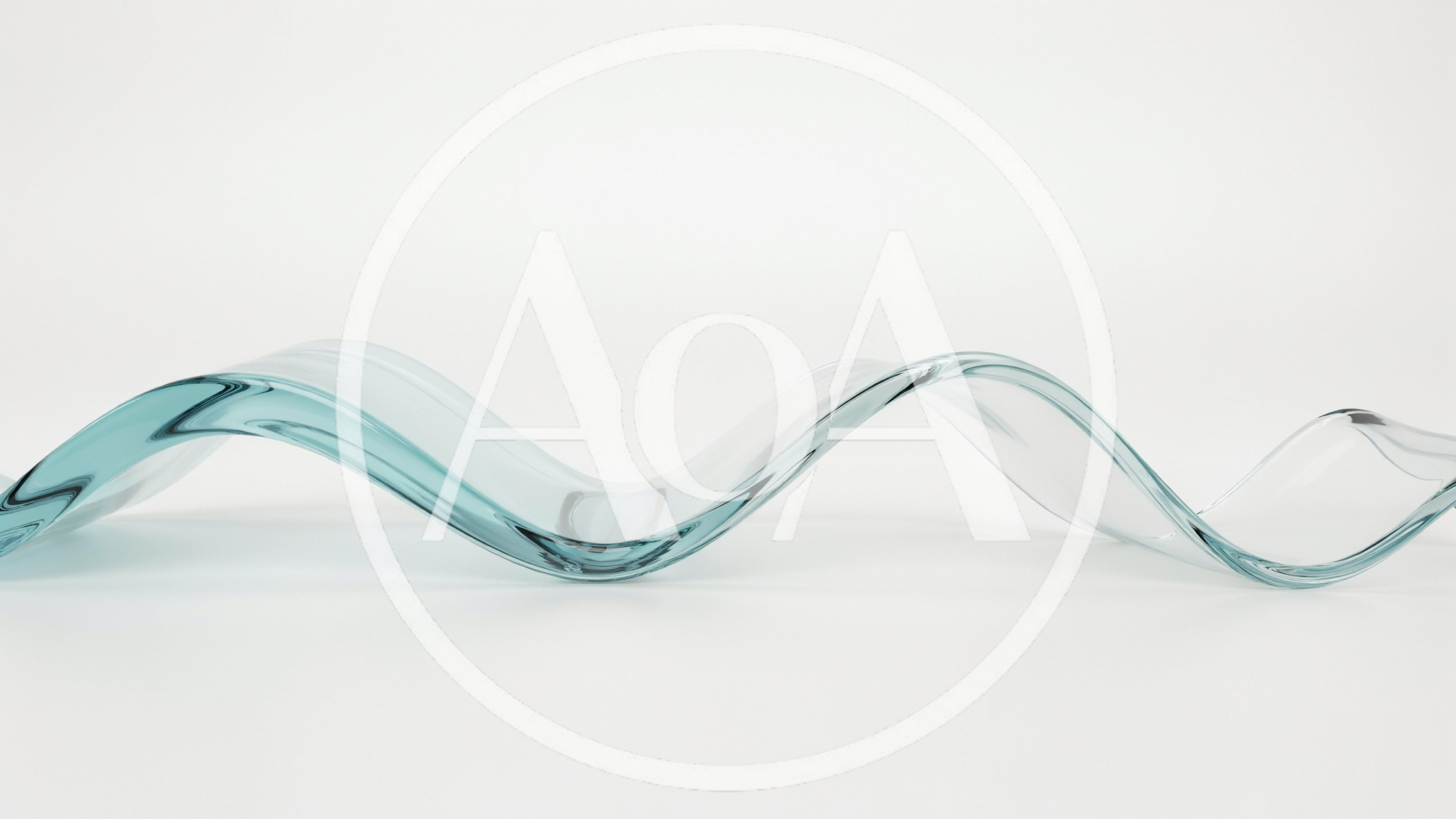 Abstract Glass Wave Ribbon on White Background