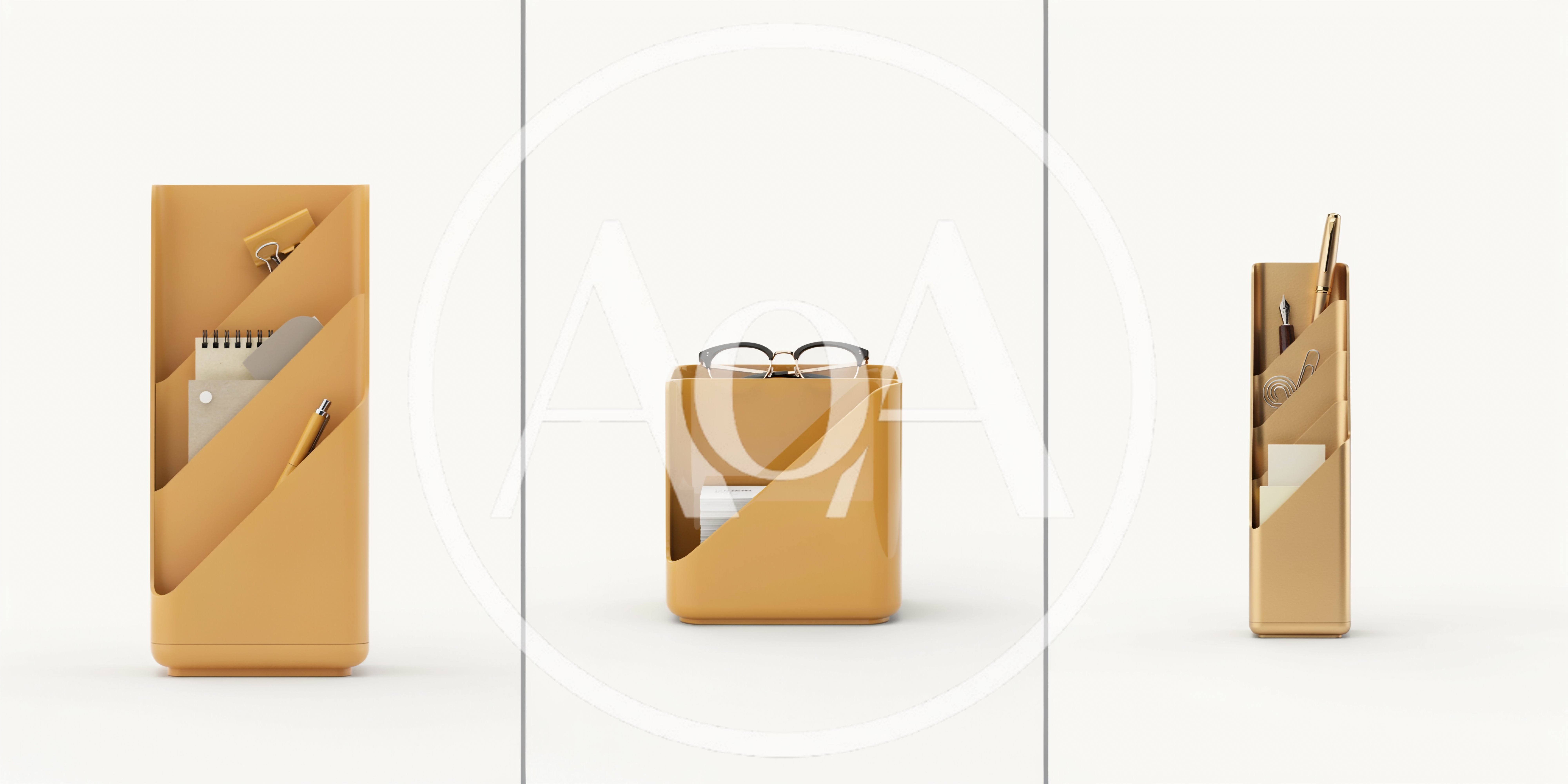 Modern Minimalist Desk Organizers In Mustard Yellow
