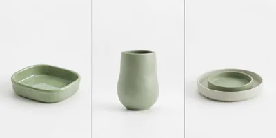 Minimalist Sage Green Ceramic Bathroom Accessories Set