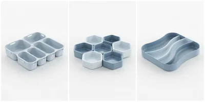 Set Of Three Modern Plastic Drawer Organizers