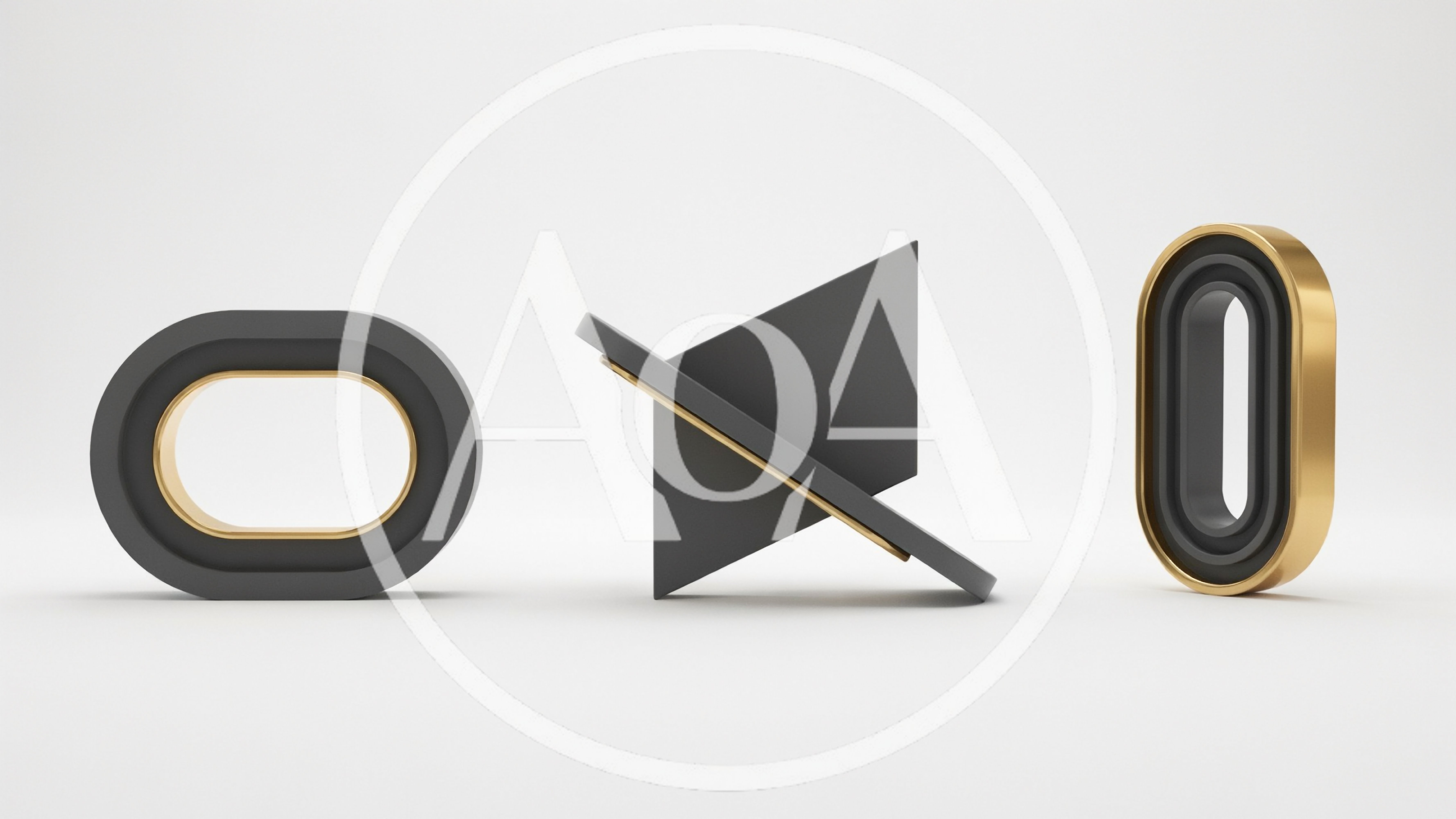 Abstract 3D Geometric Shapes On White Background