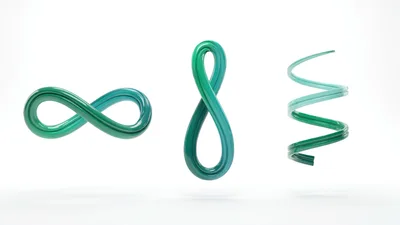 Abstract 3D Green Gradient Infinity And Spiral Shapes