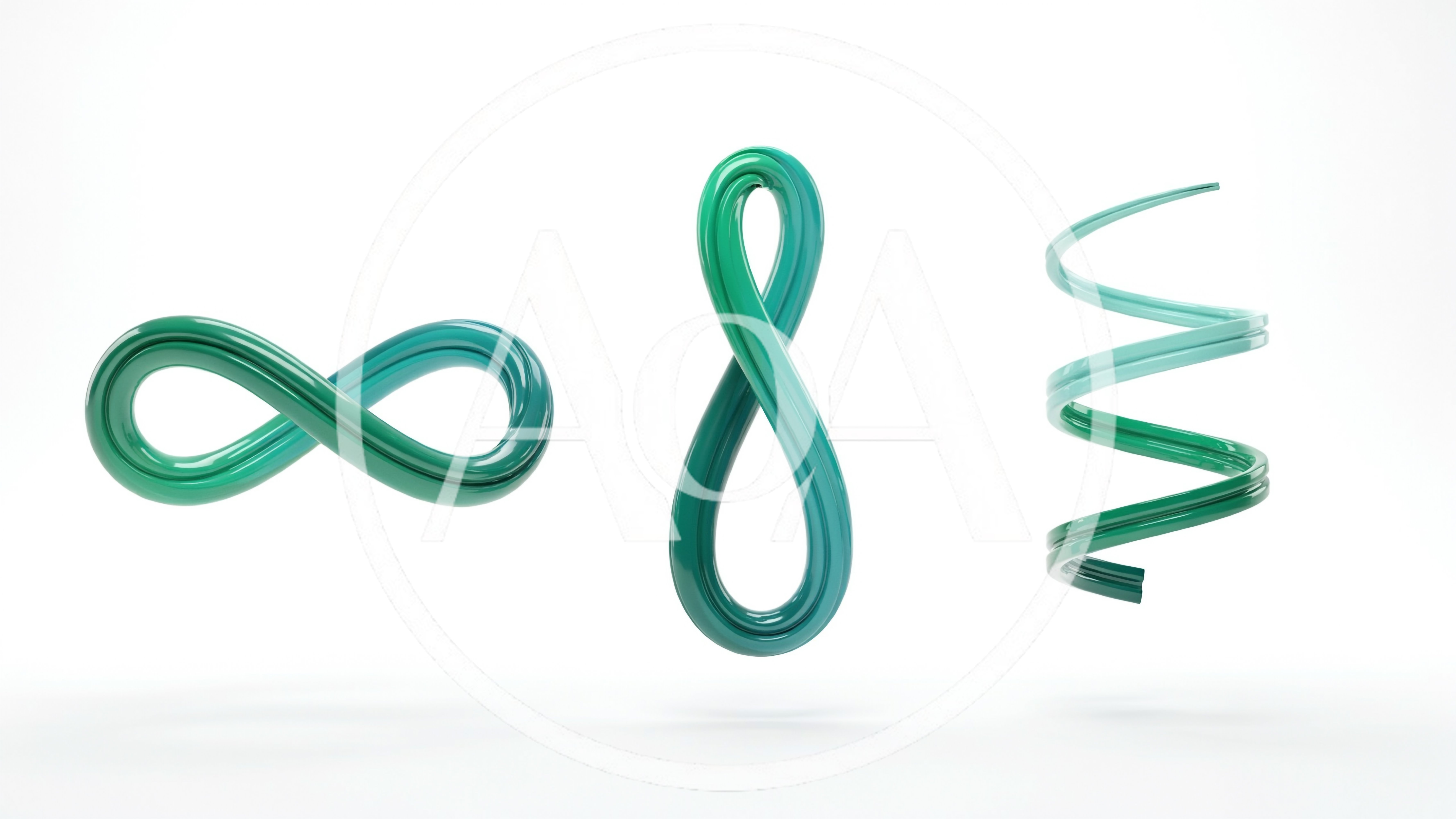 Abstract 3D Green Gradient Infinity And Spiral Shapes