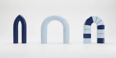 Three Abstract Arch Shapes On White Background
