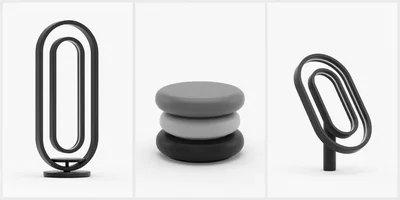 Modern Minimalist Lighting Fixtures And Stacked Decorative Objects