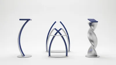 Three Modern Metal And Blue Podium Designs
