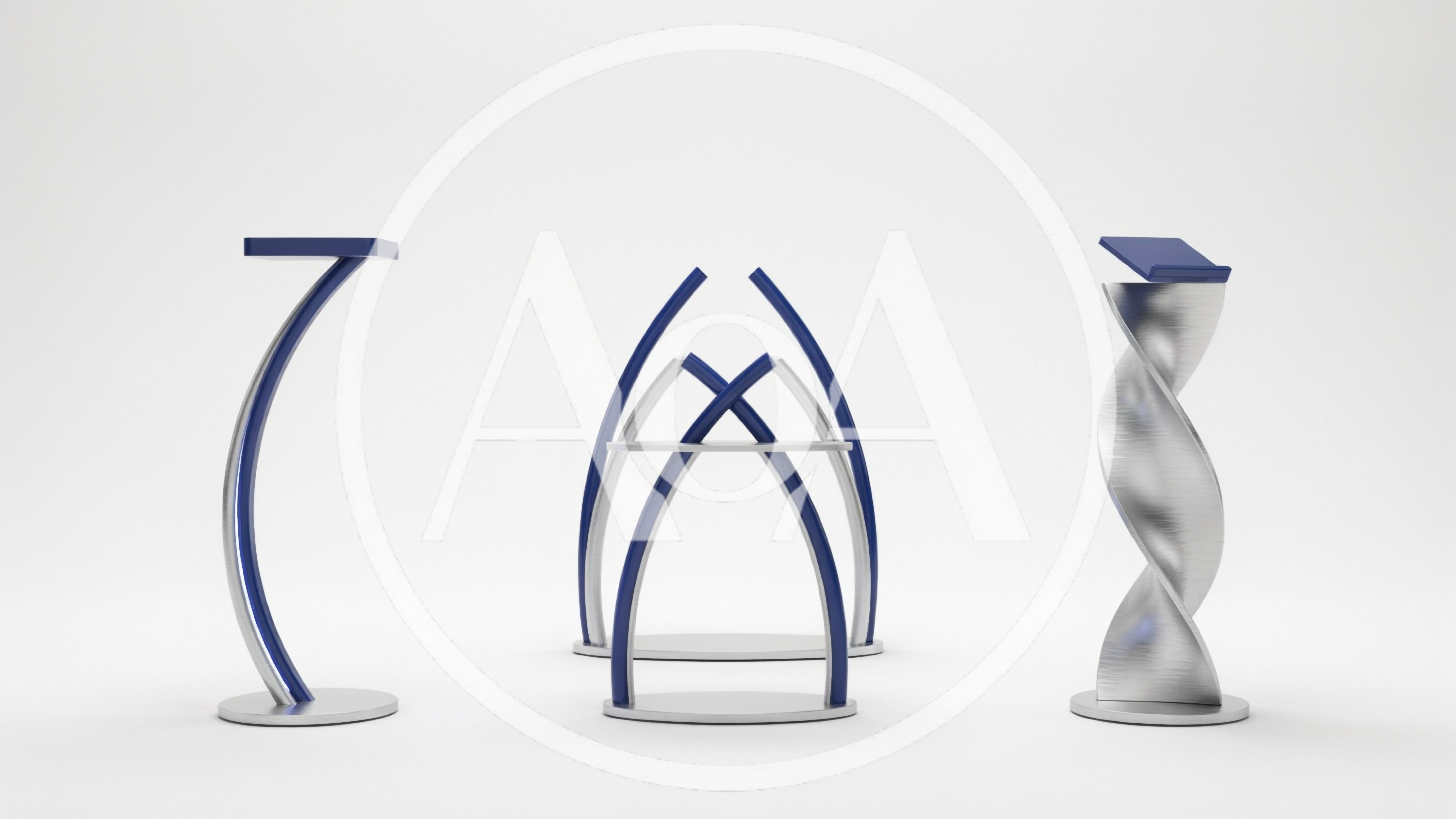 Three Modern Metal And Blue Podium Designs