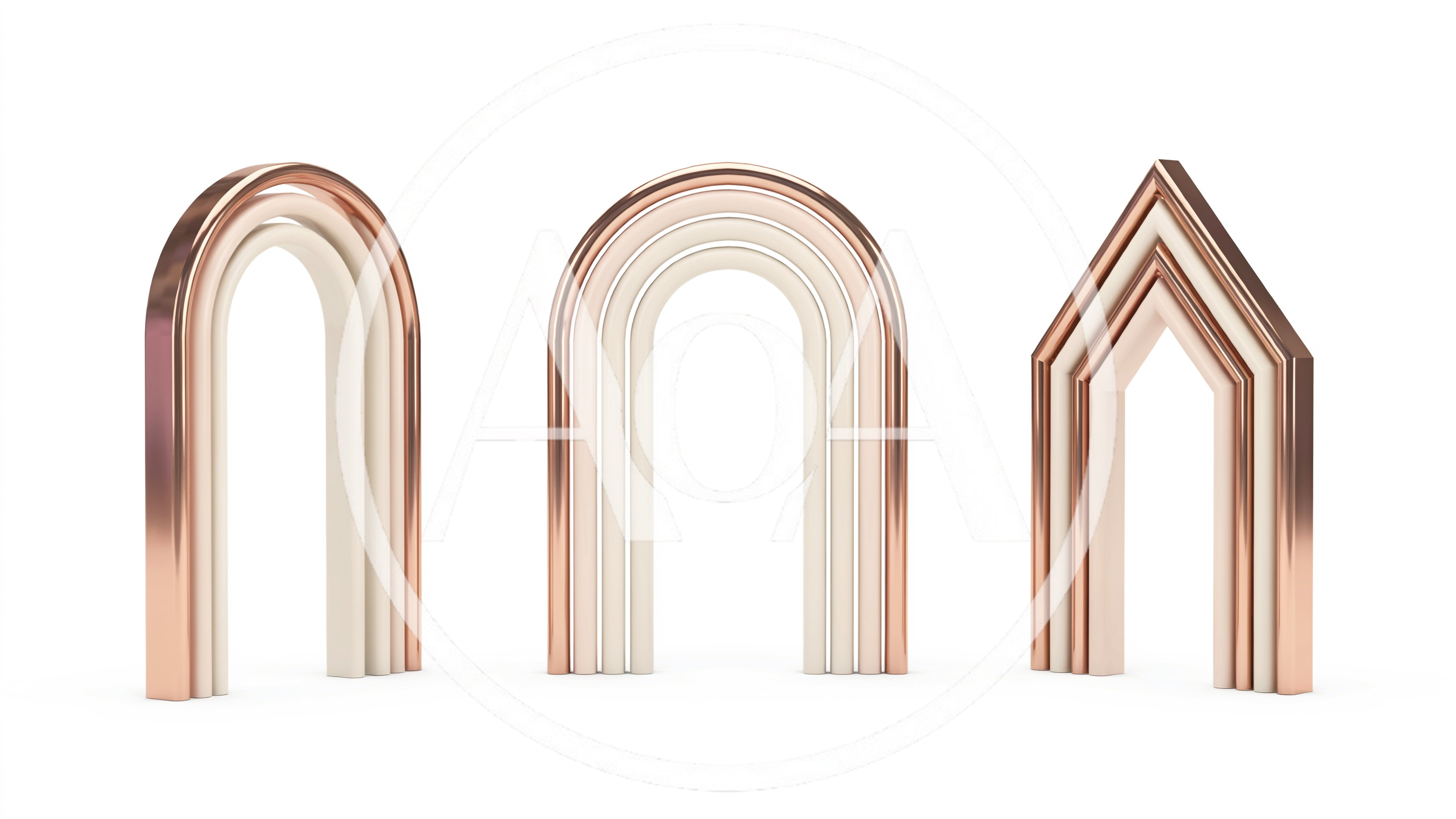 3D Rendered Decorative Archway Set In Rose Gold