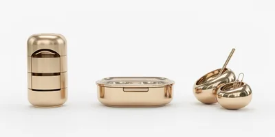Gold Metal Desk Organizers and Lunch Container Set