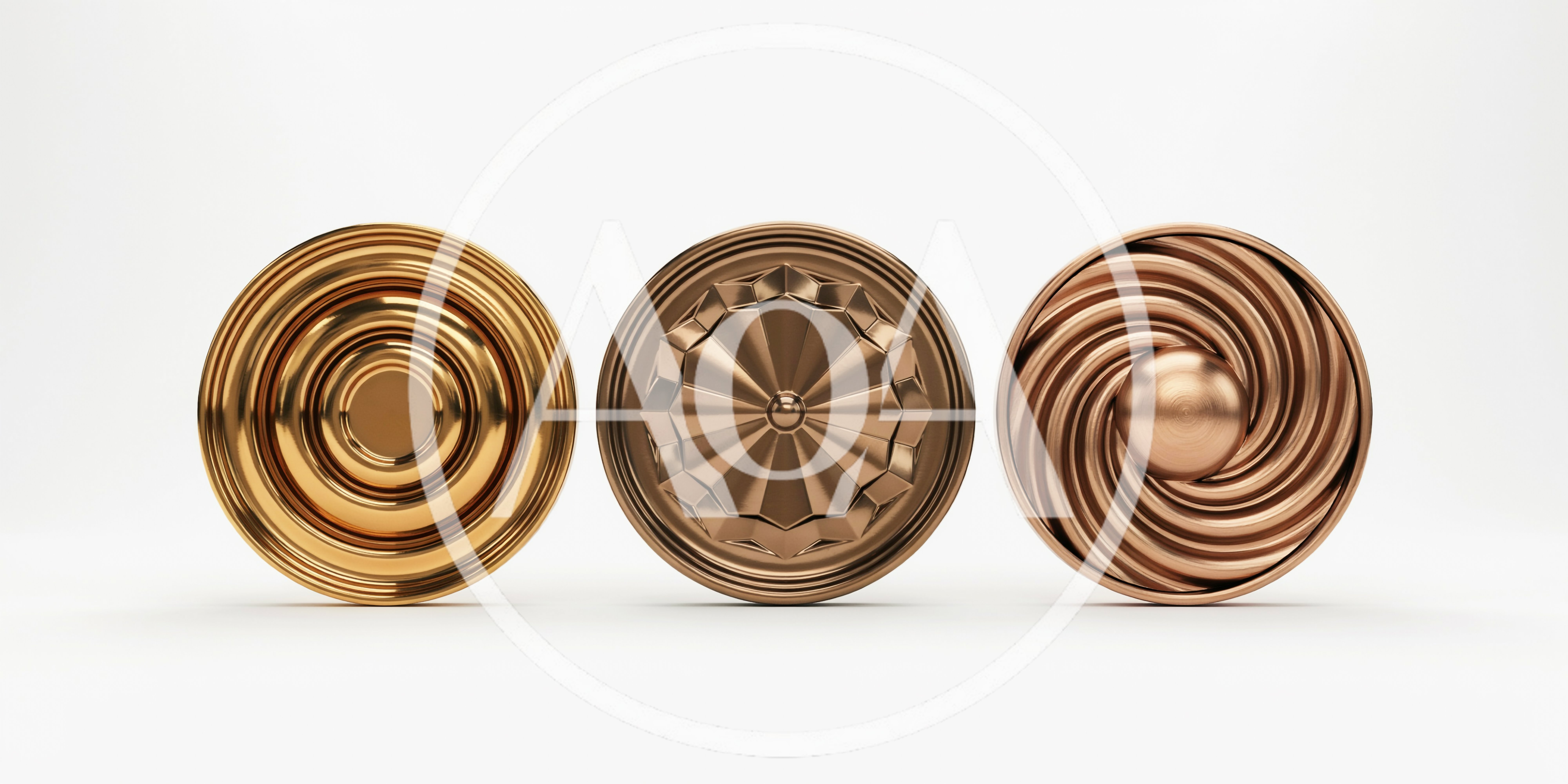 Three Decorative Metallic Circular Wall Medallions