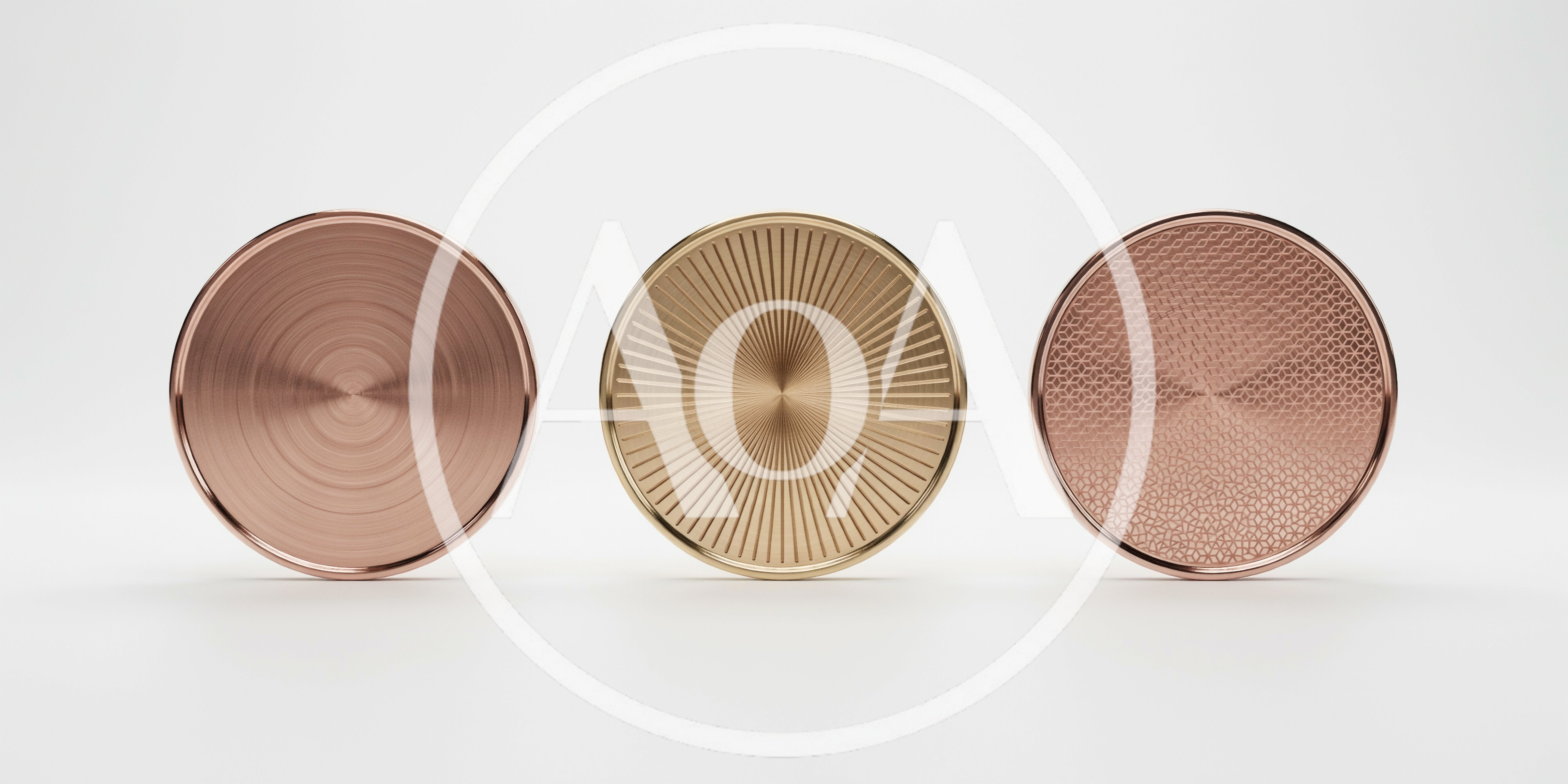 Three Metallic Circular Discs With Distinct Surface Textures
