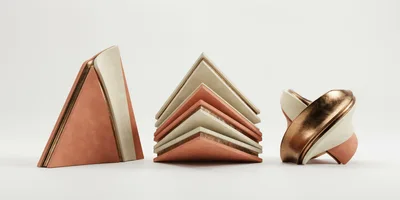 Abstract Geometric Sculptures With Metallic And Matte Textures