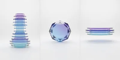 Abstract Glass Geometric Shapes On White Background