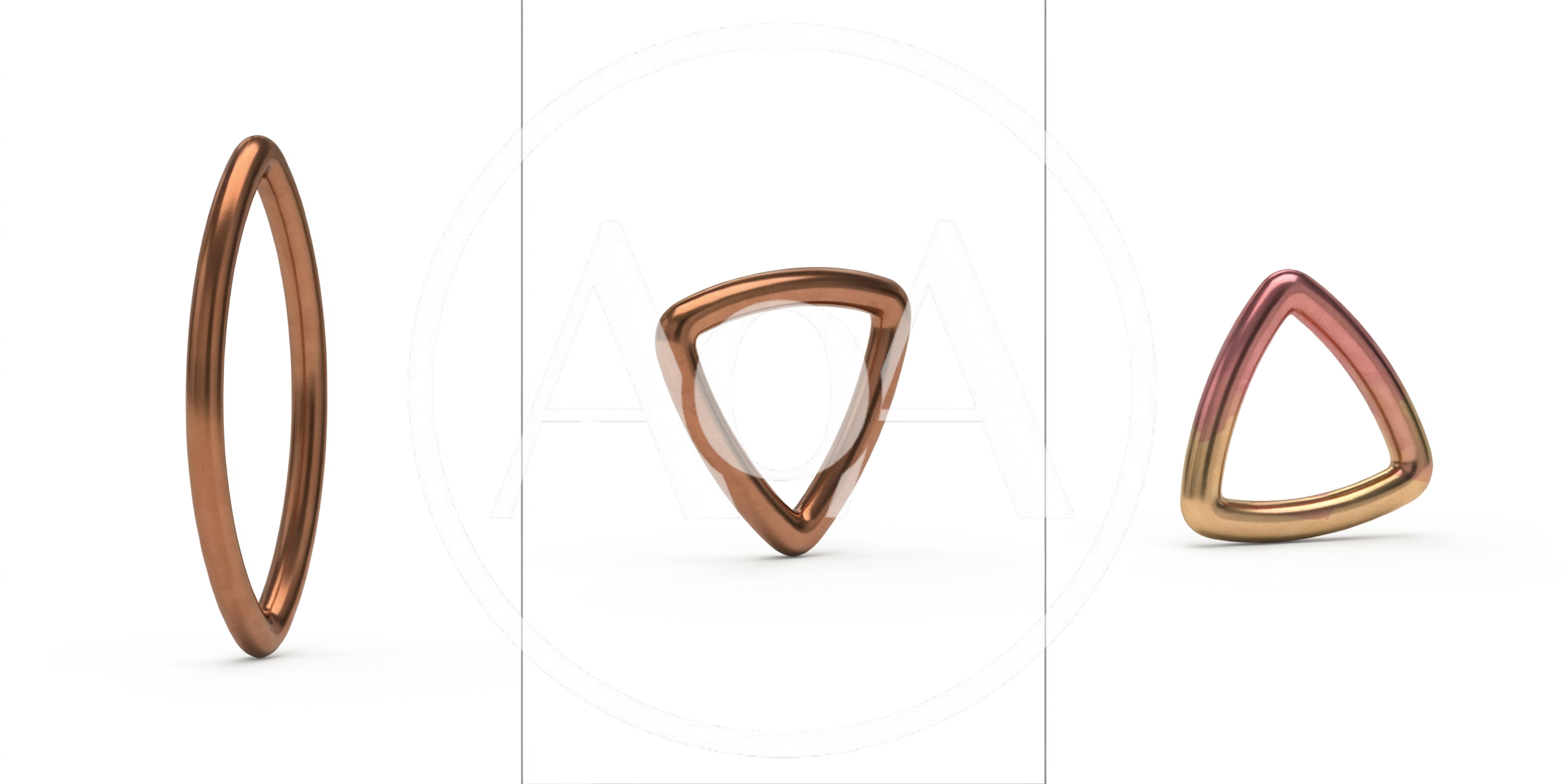 Three Dimensional Metallic Geometric Shapes On White Background