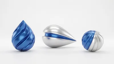 Abstract 3D Geometric Shapes With Metallic Textures