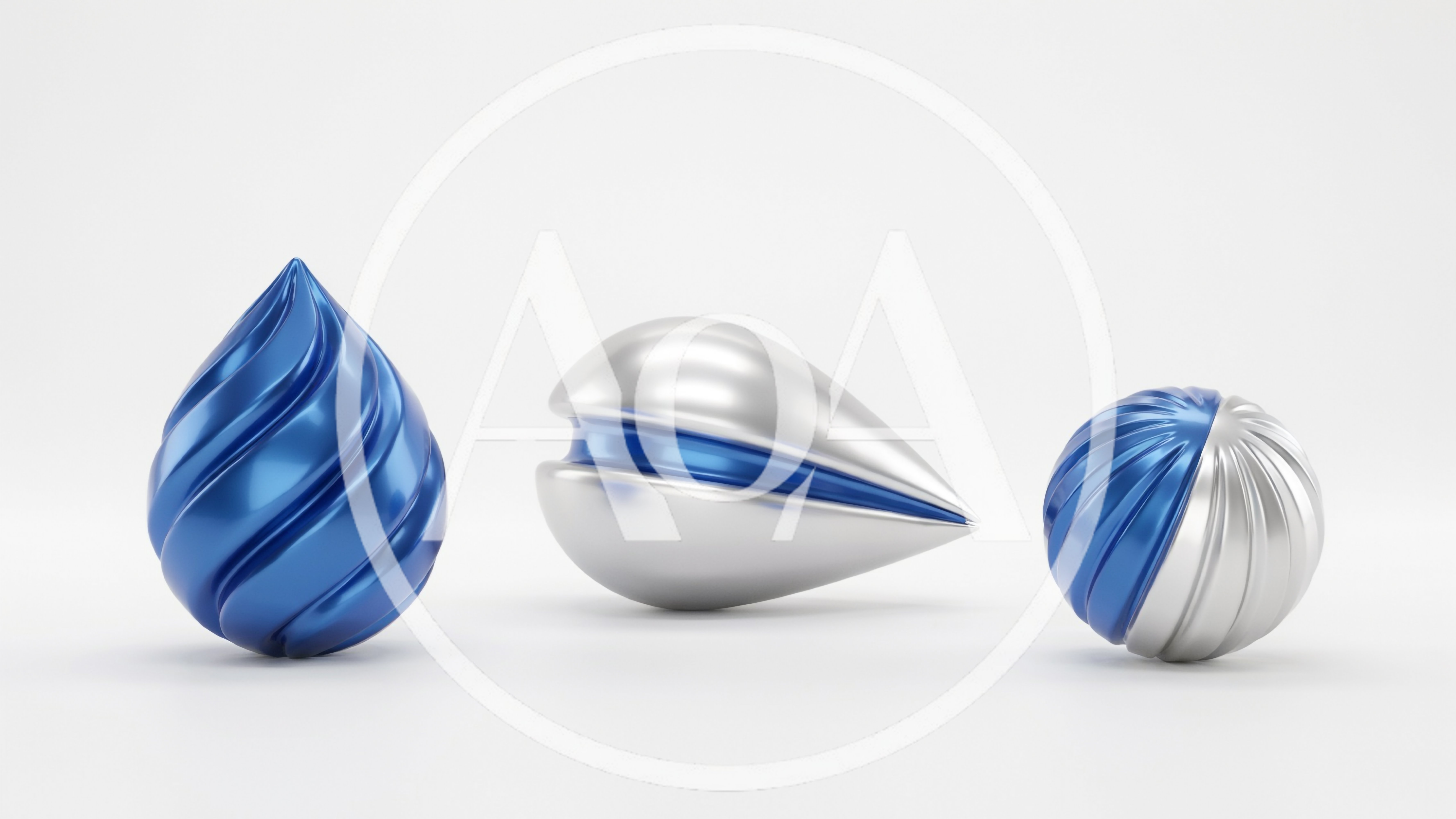 Abstract 3D Geometric Shapes With Metallic Textures