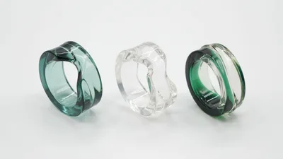 Three Transparent Resin Rings In Different Colors